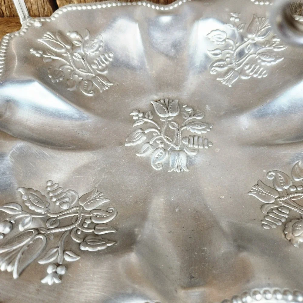 Vintage Hammered Aluminum Basket Tray